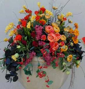 Tuscany Style Silk Floral Arrangement in Large Urn
